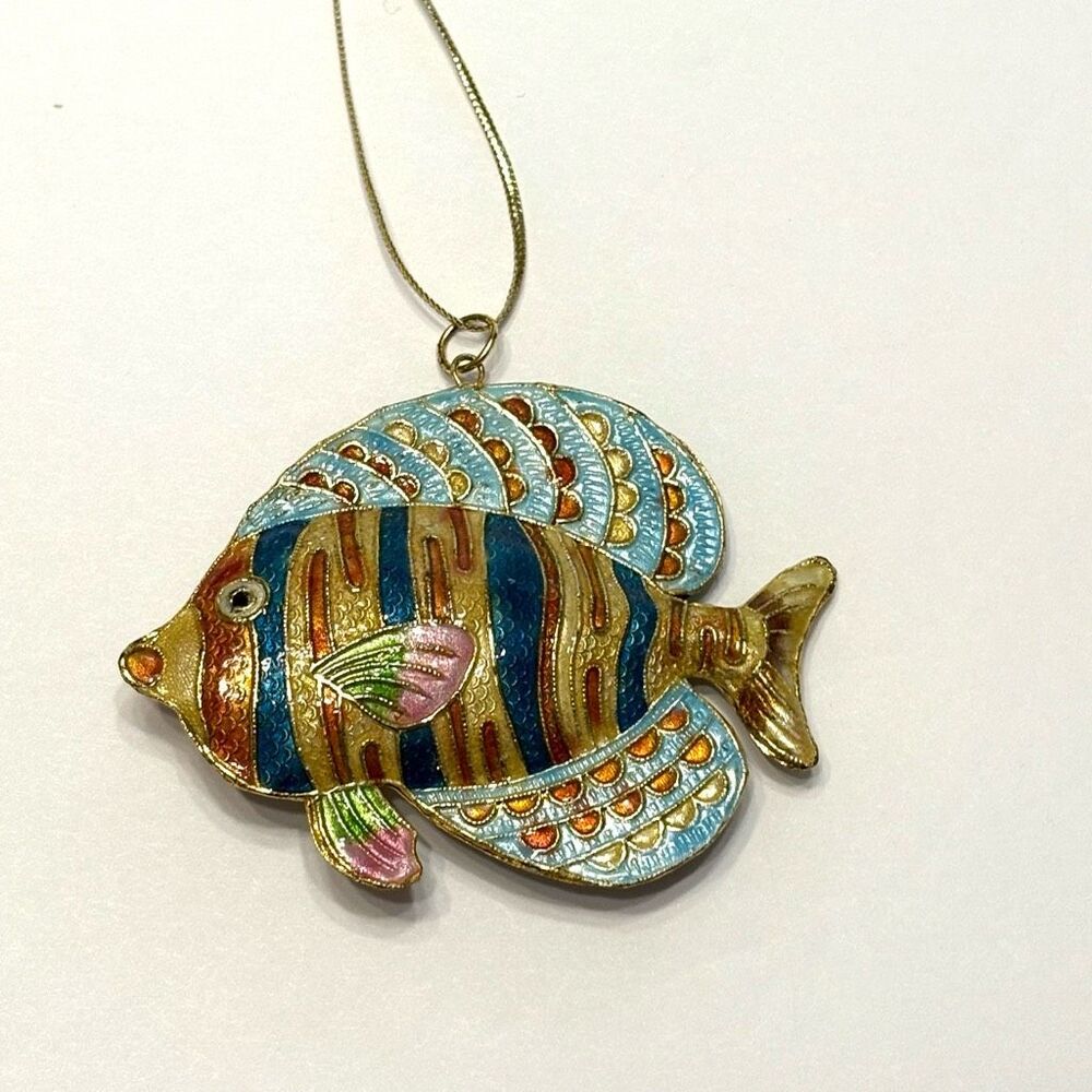 Victorian Enameling Tropical Sea Fish Gold Plated Decoration Christmas Ornament